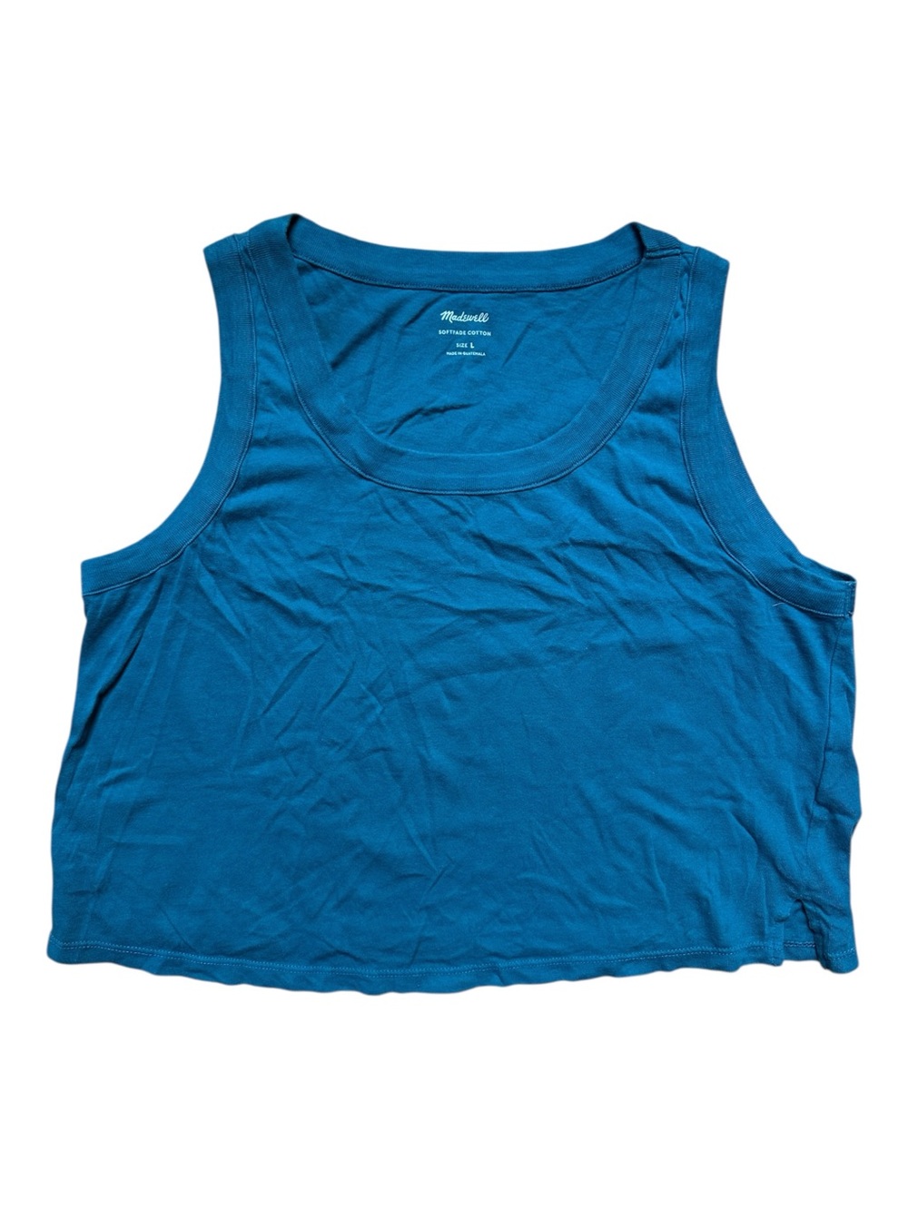 Madewell Teal Scoop Neck Cropped Tank